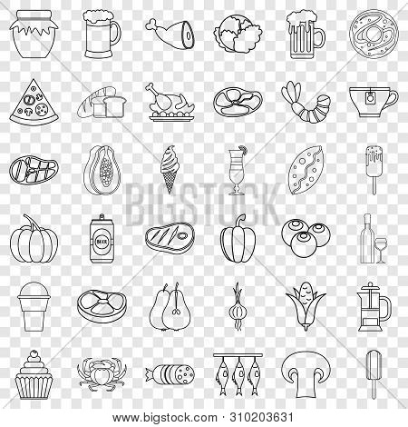 Jam Icons Set. Outline Style Of 36 Jam Vector Icons For Web For Any Design