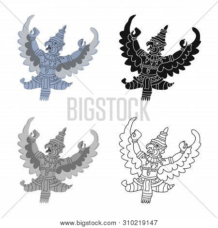 Vector Illustration Of Garuda And Bird Icon. Set Of Garuda And Jatayu Vector Icon For Stock.