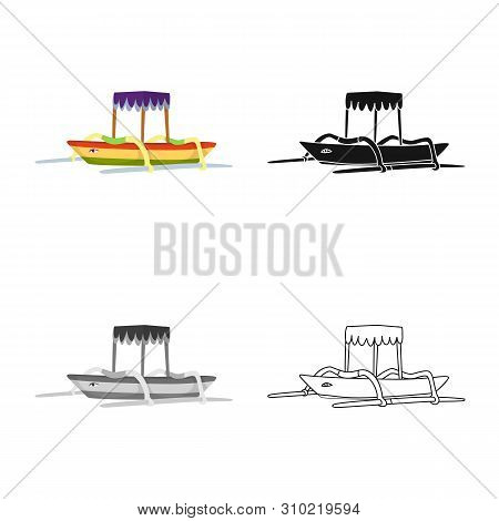 Vector Illustration Of Boat And Sail Logo. Collection Of Boat And Ocean Vector Icon For Stock.