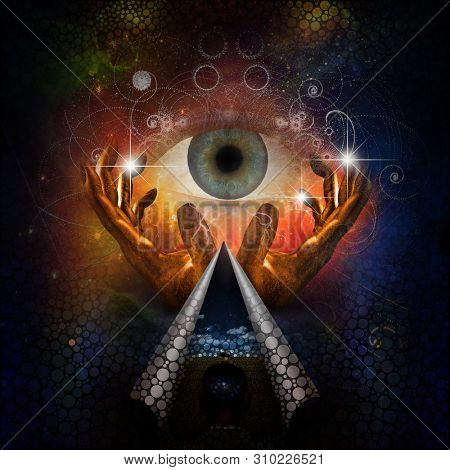 Abstract painting, human thoughts. Faith in God. 3D Rendering