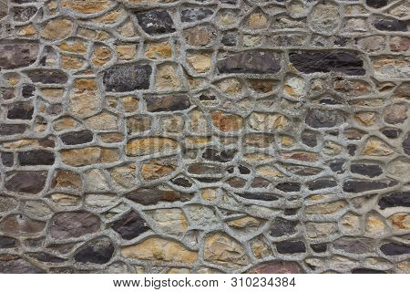 Rugded Unsmooth Surface Vintage Rock Wall Old Style French Village Background.