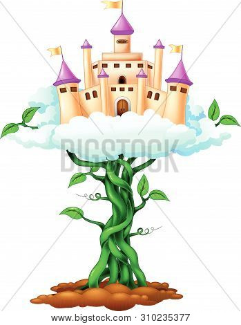 Funny Castle On The Green Tree Cartoon For Your Design