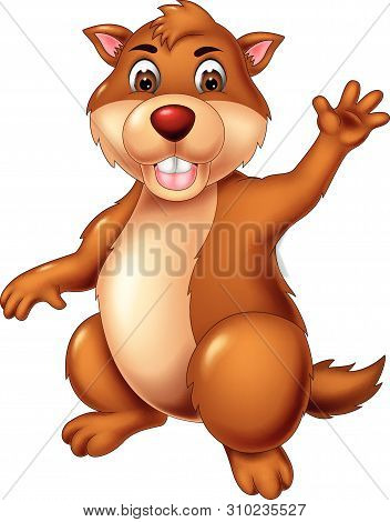 Funny Brown Beaver Cartoon For Your Design
