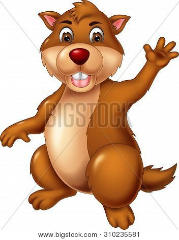 Funny Brown Beaver Cartoon For Your Design
