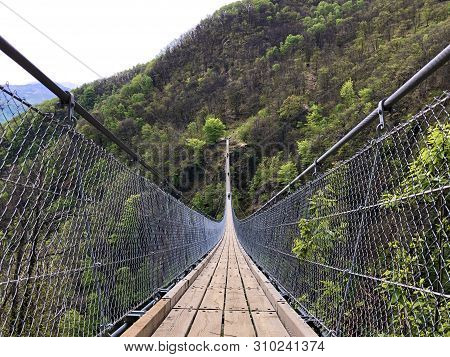 Tibetan Bridge Carasc Or Ponte Tibetano Valle Di Sementina Or Tibetische Brucke Carasc, Monte Carass