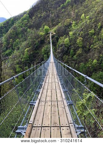 Tibetan Bridge Carasc Or Ponte Tibetano Valle Di Sementina Or Tibetische Brucke Carasc, Monte Carass