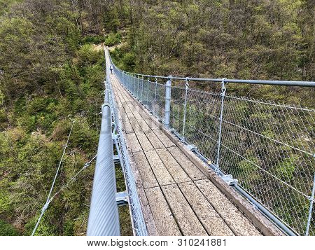 Tibetan Bridge Carasc Or Ponte Tibetano Valle Di Sementina Or Tibetische Brucke Carasc, Monte Carass