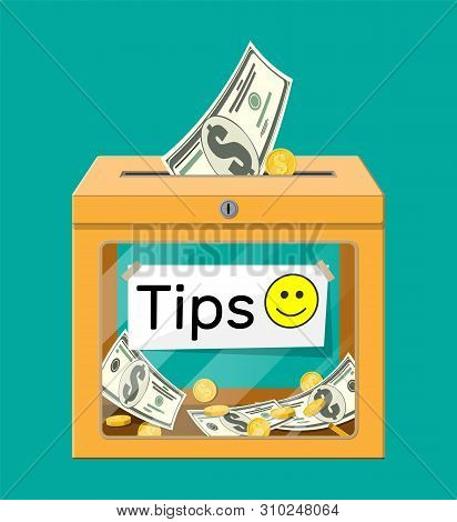 Orange Tip Box Full Of Cash. Thanks For The Service. Money For Servicing. Good Feedback Or Donation.