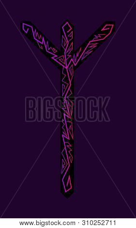 Algiz Elgiz Rune. Ancient Scandinavian Runes. Runes Senior Futarka. Magic, Ceremonies, Religious Sym