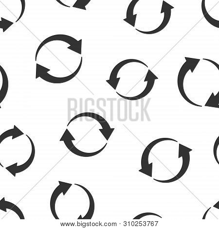 Arrow Rotation Icon Seamless Pattern Background. Sync Action Vector Illustration On White Isolated B