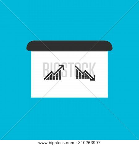 Graph With Arrow Going Up And Down On Bulletin Board. Vector Symbol Eps10