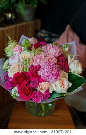 The Most Beautiful Bouquet Of Flowers From Anemone Rose Ranunculus Mattiola Tulip Eucalyptus Narciss