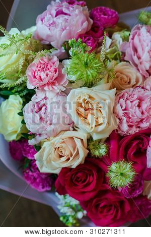 The Most Beautiful Bouquet Of Flowers From Anemone Rose Ranunculus Mattiola Tulip Eucalyptus Narciss