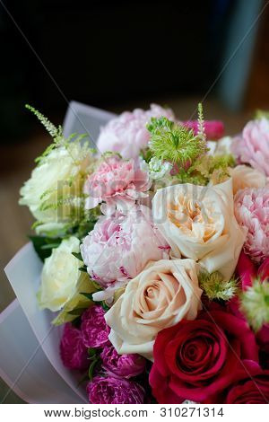 The Most Beautiful Bouquet Of Flowers From Anemone Rose Ranunculus Mattiola Tulip Eucalyptus Narciss