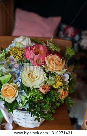 The Most Beautiful Bouquet Of Flowers From Anemone Rose Ranunculus Mattiola Tulip Eucalyptus Narciss