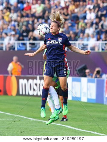 Kyiv, Ukraine - May 24, 2018: Eugenie Le Sommer Of Olympique Lyonnais Fights For A Ball During The U