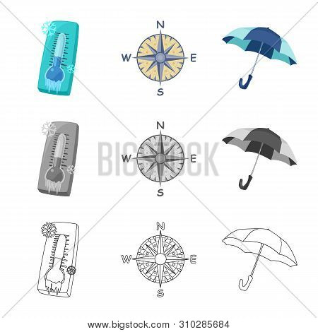 Vector Illustration Of Weather And Climate Icon. Set Of Weather And Cloud Stock Symbol For Web.