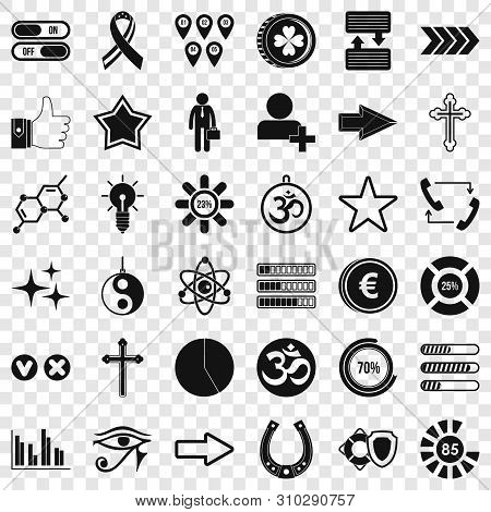 Hieroglyph Icons Set. Simple Style Of 36 Hieroglyph Vector Icons For Web For Any Design