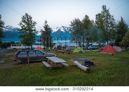 Seward, Alaska - June 7 - Camping In A Park Like Setting Along Resurrection Bay As Seen On June 7 20