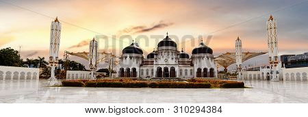 Baiturrahman Grand Mosque At Evening, Banda Aceh