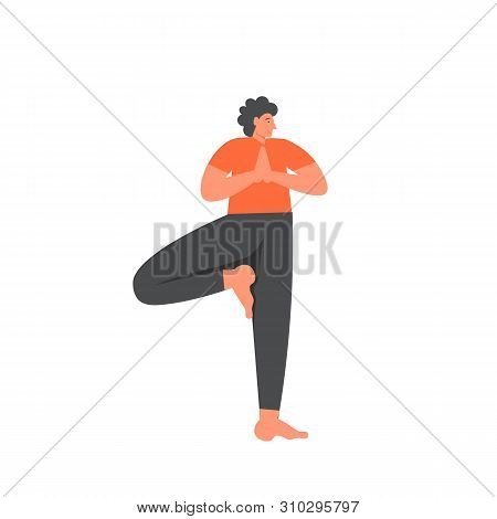 Tree Yoga Pose, Vector Flat Style Design Illustration