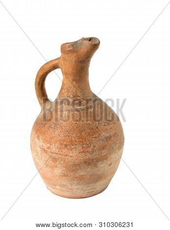 A Traditional Georgian Clay Wine Jug On A White Background, Isolated