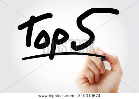 Top 5 Text With Marker, Business Concept Background