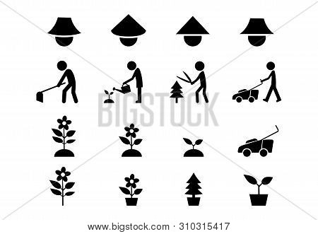 Set Of Icon For Gardener And Famer, Vector Art Design