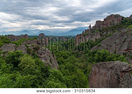 Mountains Panorama Of Belogradchik Cliff Rocks, Nature Gem Landmark, Bulgaria