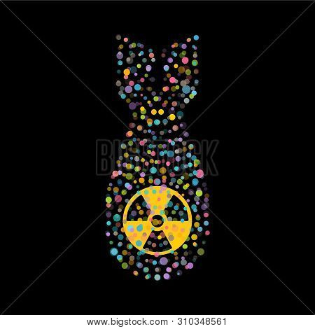 Atomic Bomb, Isolated Vector Icon. Weapons Of Mass Destruction, Black Simple Silhouette. Global War 