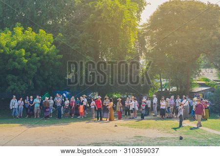 Mingun-myanmar, January 20, 2019 : Unidentified Tourists Come To Visit And Take Photographys At The