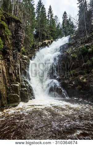 Kamienczyk Waterfall In Karkonosze National Park In Poland