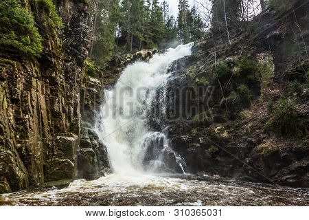 Kamienczyk Waterfall In Karkonosze National Park In Poland