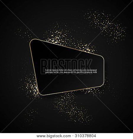 Gold Background With Festive Lights On A Black Backdrop. Registration For Celebrating Birthdays, New