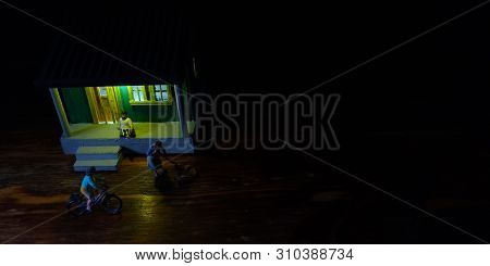 Simple Photo Conceptual, Village People Start To Doing Activity In The Very Early Morning, With Blac
