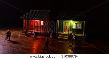 Simple Photo Conceptual, Village People Start To Doing Activity In The Very Early Morning, With Blac