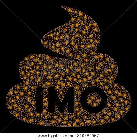 Glossy Mesh Imo Shit With Lightspot Effect. Abstract Illuminated Model Of Imo Shit Icon. Shiny Wire 