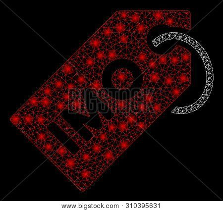 Glowing Mesh Imo Tag With Glitter Effect. Abstract Illuminated Model Of Imo Tag Icon. Shiny Wire Car