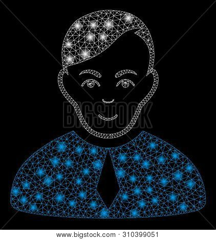 Glowing Mesh Loyer With Glitter Effect. Abstract Illuminated Model Of Loyer Icon. Shiny Wire Frame P