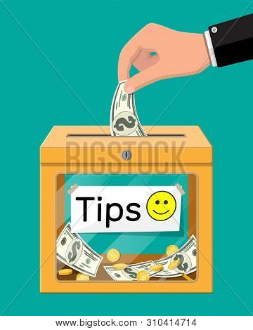 Orange Tip Box Full Of Cash. Thanks For The Service. Money For Servicing. Good Feedback Or Donation.