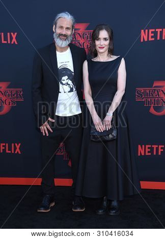 LOS ANGELES - JUN 28:  Winona Ryder arrives for the Netflix 'Stranger Things' Season 3 Premiere on June 28, 2019 in Santa Monica, CA                