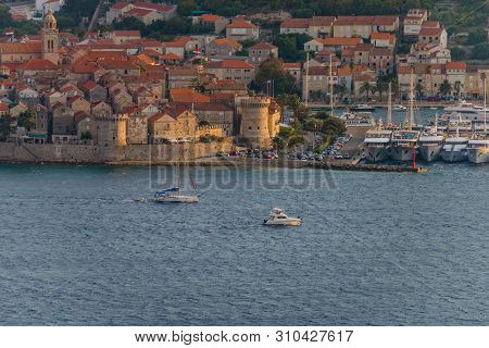 Korcula Town On Summer Sunset, Korcula Island, Dalmatia, Croatia