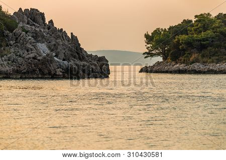 Divna Beach On Sunset, Peljesac Peninsula, Dalmatia, Croatia