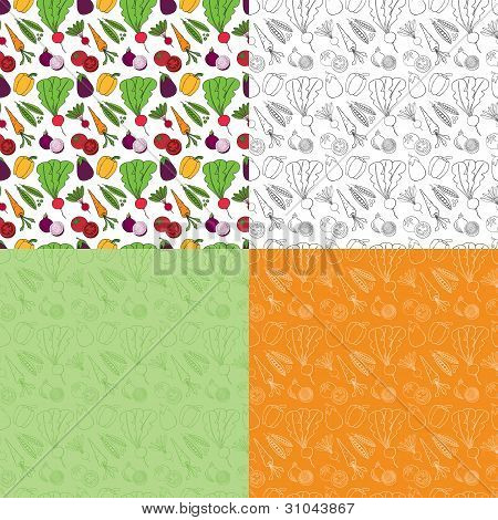 Seamless Doodle Vegetable Pattern