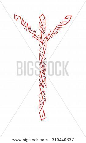 Algiz Elgiz Rune. Ancient Scandinavian Runes. Runes Senior Futarka. Magic, Ceremonies, Religious Sym