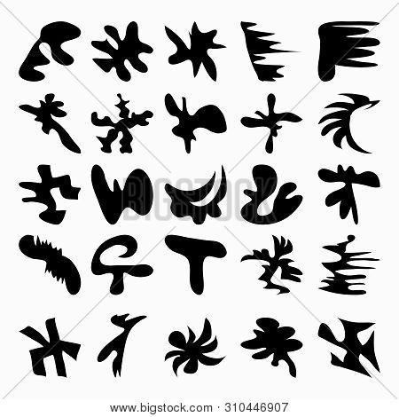 Collection Of Abstract Objects In Black Color Vector Illustration