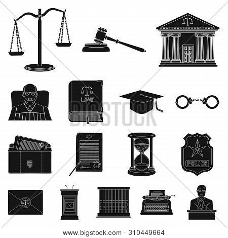 Vector Design Of Law And Lawyer Sign. Set Of Law And Justice Vector Icon For Stock.