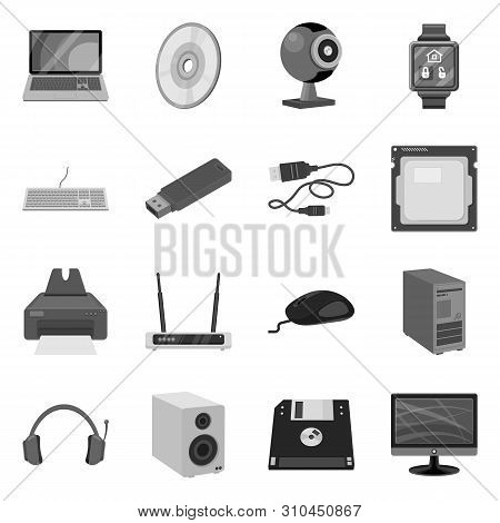 Vector Design Of Laptop And Device Sign. Set Of Laptop And Server Vector Icon For Stock.