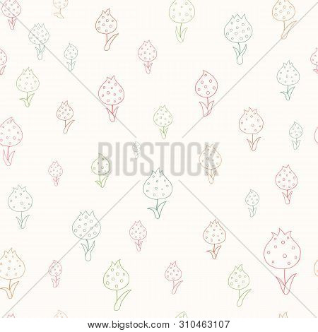 Cute, Pastel Tulips Pattern. Vector Seamless Pattern, Can Be Used For Fabrics, Web, Scrapbooking, Ca