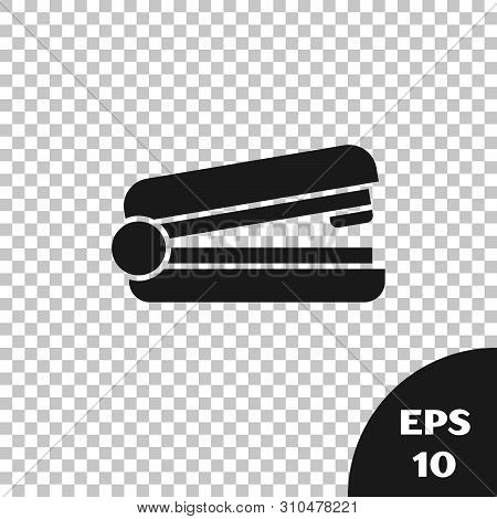 Black Office Stapler Icon Isolated On Transparent Background. Stapler, Staple, Paper, Cardboard, Off